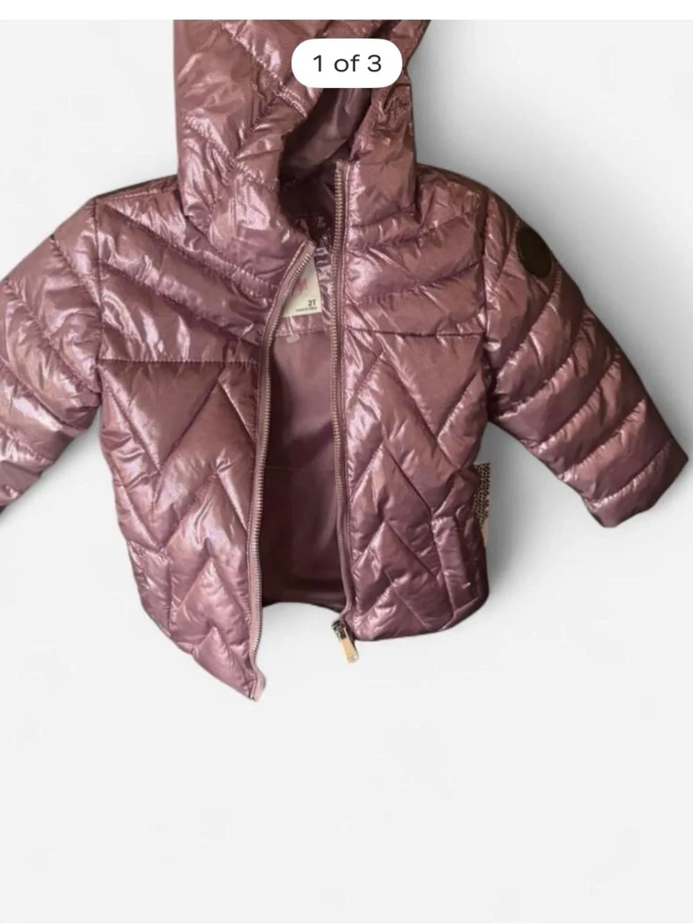 Kensie Girl Shimmery Rose-Mauve Hooded Puffer Jacket